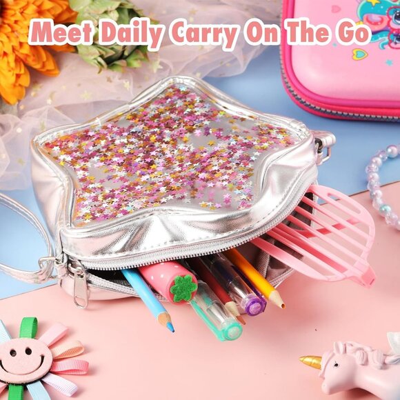 Stylish Toddler Purse for Girls - Adorable Mini Crossbody Bag in Star Design - Picture 5 of 8